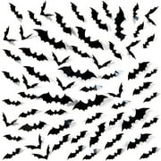 Bats Wall Decor,120 Pcs 3D Bat Halloween Decoration Stickers for Home Decor 4 Size Waterproof Black Spooky Bats for Room Decor